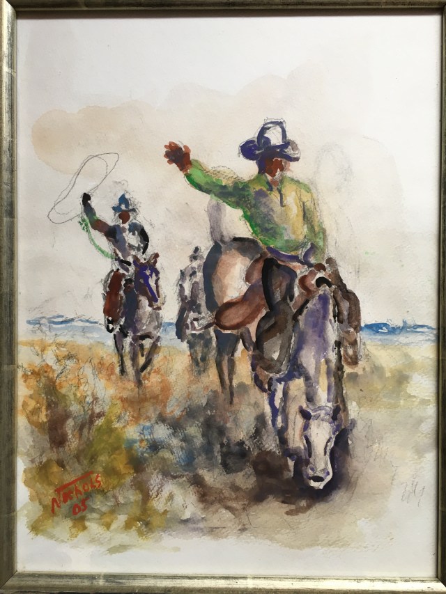 HJN2001W Cowboy on Bucking Horse. Oil on canvas, 12 x 16 in. Framed, signed,2005. $450