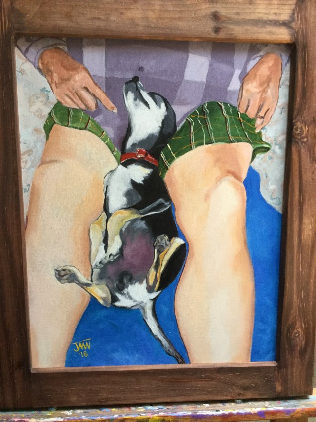 My Neighbor & His Dog, JMN, 2018. Oil on canvas. 16 x 20 in. Copyright 2018 James Mansfield Nichols. All rights reserved.