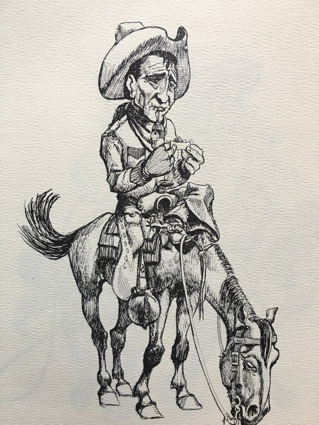 Tom Jones Drawing, Cowboy and Bull Durham