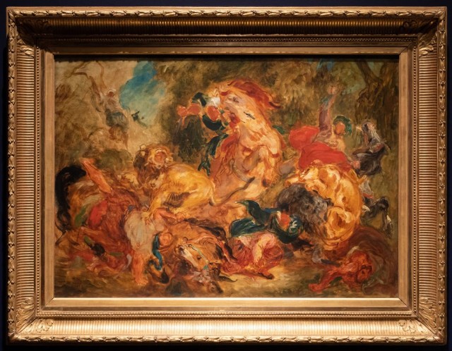 Delacroix_s “Lion Hunt, sketch,” oil on canvas, shows the improvisatory confidence of a de Kooning.CreditAgaton Strom for The New York Times