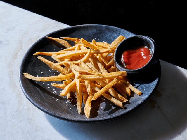 French fries. It_s quarter-inch cut all the way.CreditCreditGentl and Hyers for The New York Times. Food stylist Maggie Ruggiero. Prop stylist Rebecca Bartoshesky