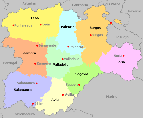 Map of Castile and Leon. wineandvinesearch.com.