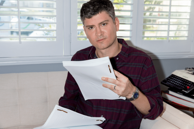 Michael Schur hands out philosophical readings with his scripts. Jeff Minton for The New York Times.
