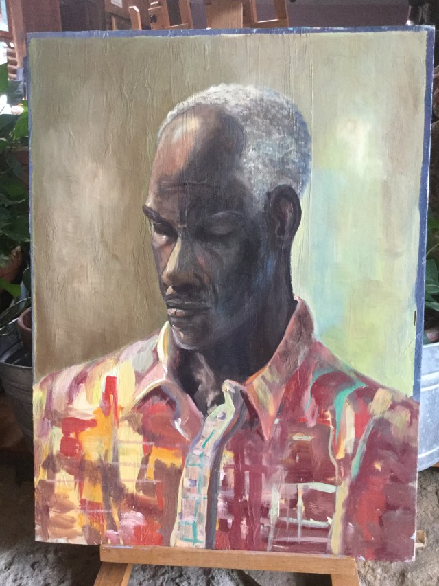 HJN. Oil on canvas. Bright shirt