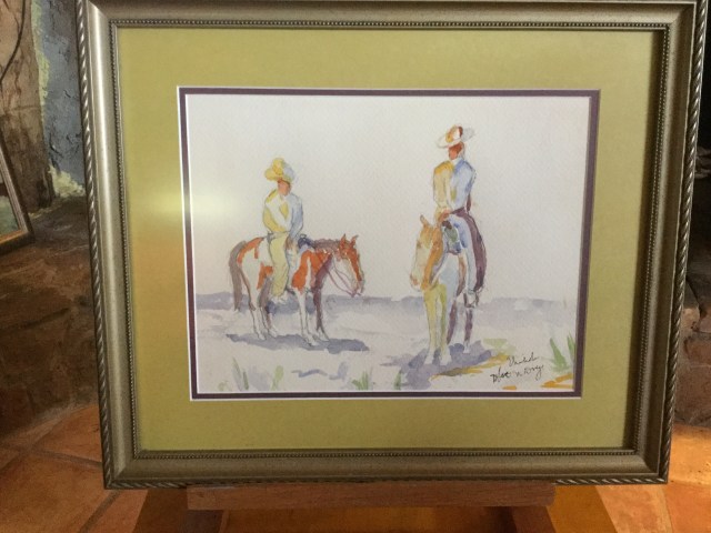 HJN. Watercolor. Couple of horsemen